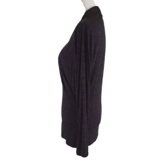 Banana Republic Black & Purple Geo Print Cowl Neck Split-Front Top Size Medium - Picture 4 of 10